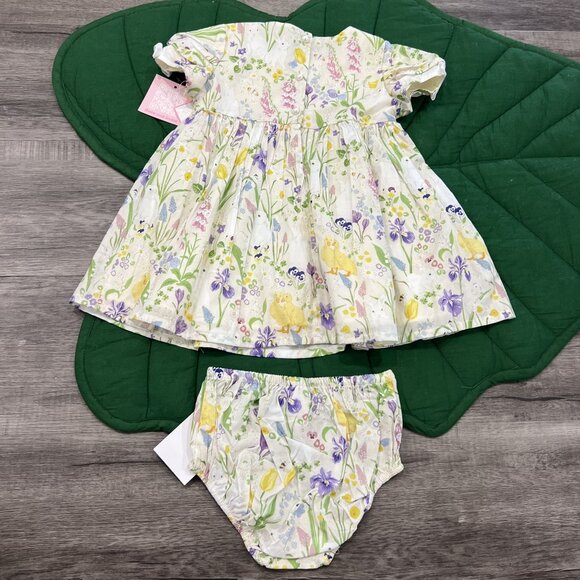 Rare Editions 18M Dress Set Spring Bunny Chicks Floral - Picture 2 of 8